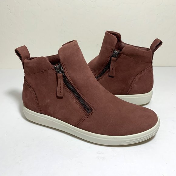 Ecco Soft 7 Zip Boots Nubuck Leather Ankle Booties Andorra Size 37 US 6 - 6.5 - Picture 2 of 7